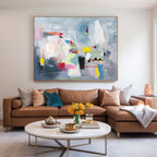 Contemporary Abstract Painting Grey & Vibrant Wall Art