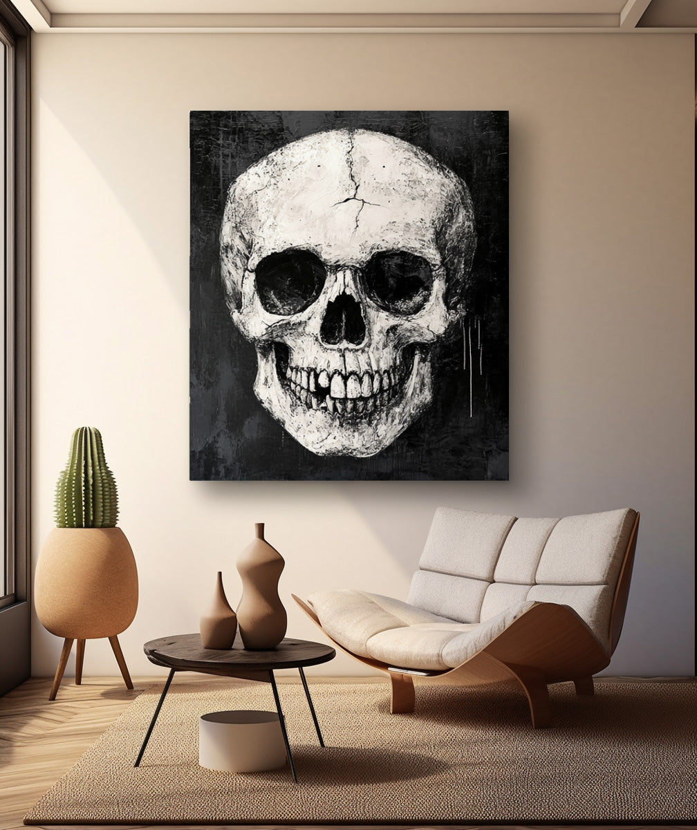 Expressionist Skull Painting Monochromatic