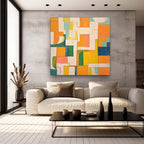 Wall Art Abstract Painterly Patchwork Geometric