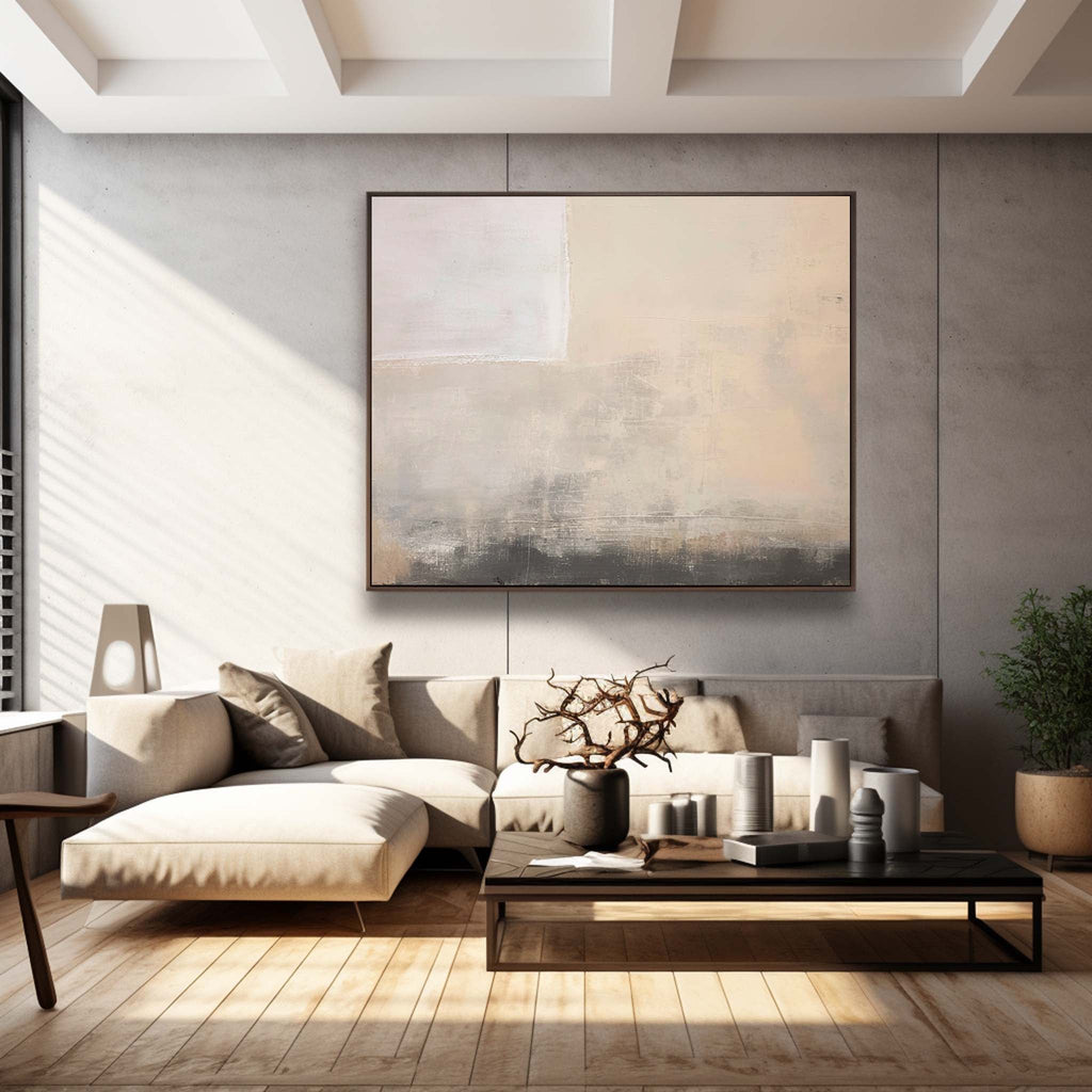 Minimalist Neutral Abstract Painting Textured Beige