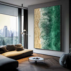 Textured Coastal Wall Art Emerald Green Ocean