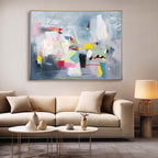 Contemporary Abstract Painting Grey & Vibrant Wall Art