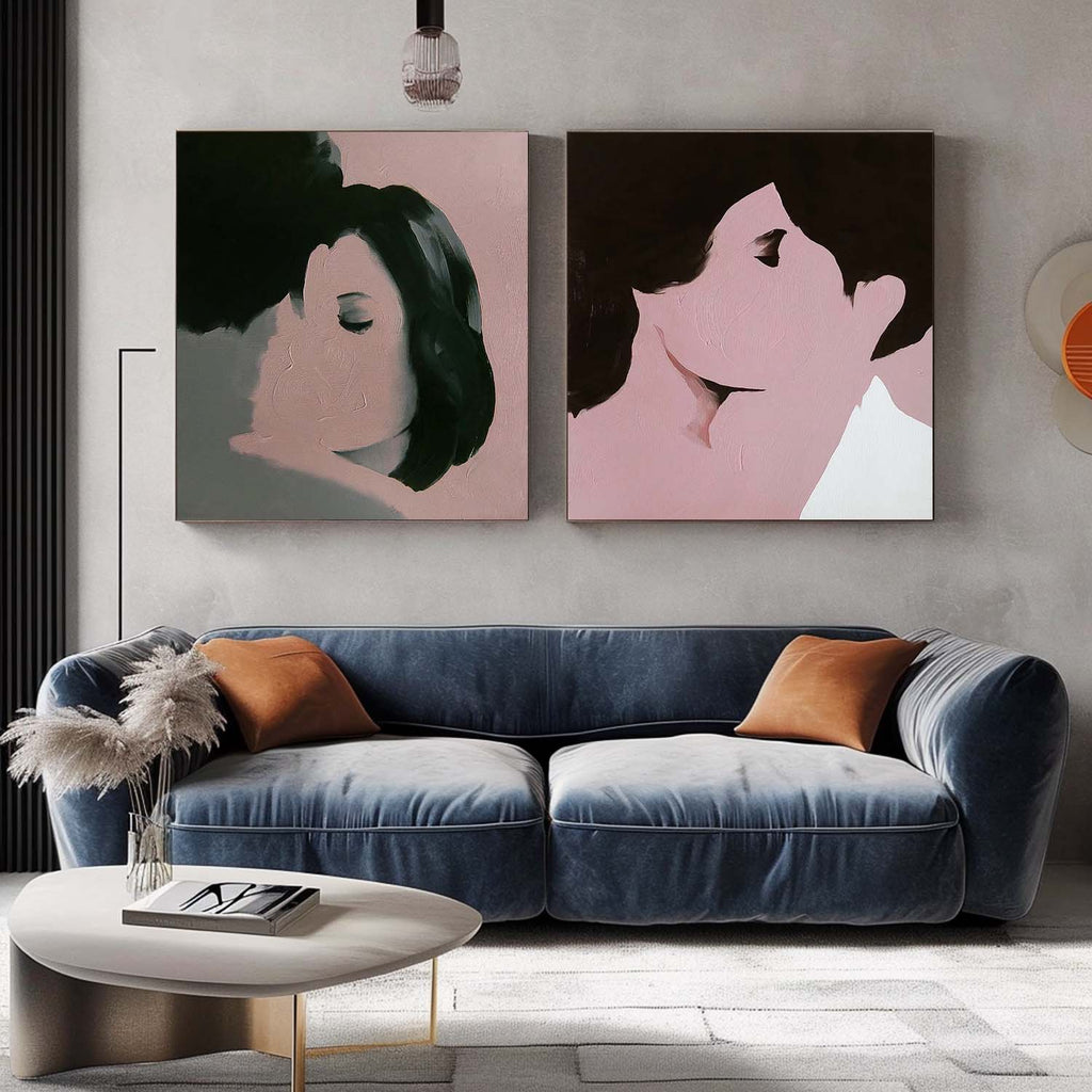 Minimalist Intimacy Diptych Painting