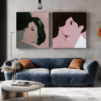 Minimalist Intimacy Diptych Painting