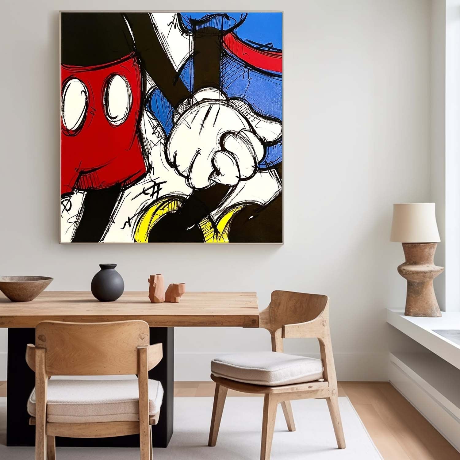 Pop Art Mickey and Donald Hands Graffiti Painting