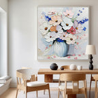 Impasto Textured Floral Bouquet Oil Painting