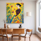 Fauvist Portrait Painting Vibrant Yellow Floral