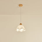 Muto Minimalist Flower /Wood Pendant Light, White