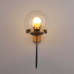 Silva Rustic Retro Glass Globe Wall Lamp, Black/Bronze
