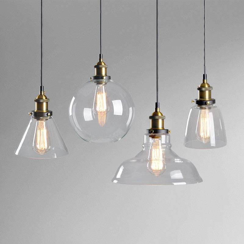 June Industrial Glass Pendant Light Clear/Amber/Smoke Grey