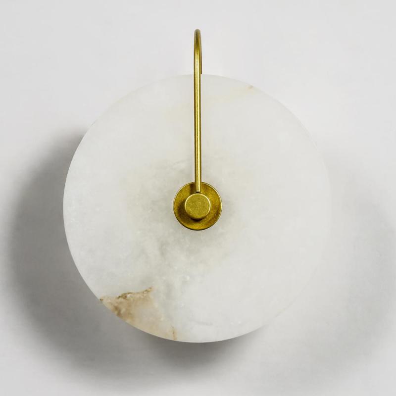 Arisha Round Bedside Wall Light, Artificial Marble, Gold & Black