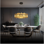 Kristy Industrial Chandelier Cylindrical Metal Black Gold Living Room