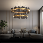 Kristy Industrial Chandelier Cylindrical Metal Black Gold Living Room