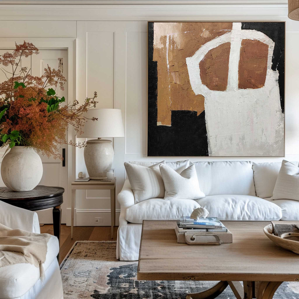 Wabi-Sabi Neutral Abstract Oil Painting Square