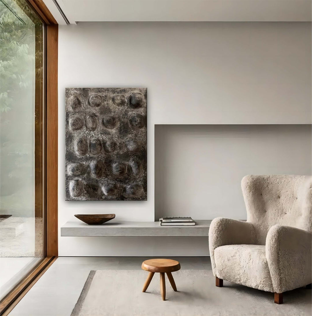 Textured Neutral Dome Relief Painting