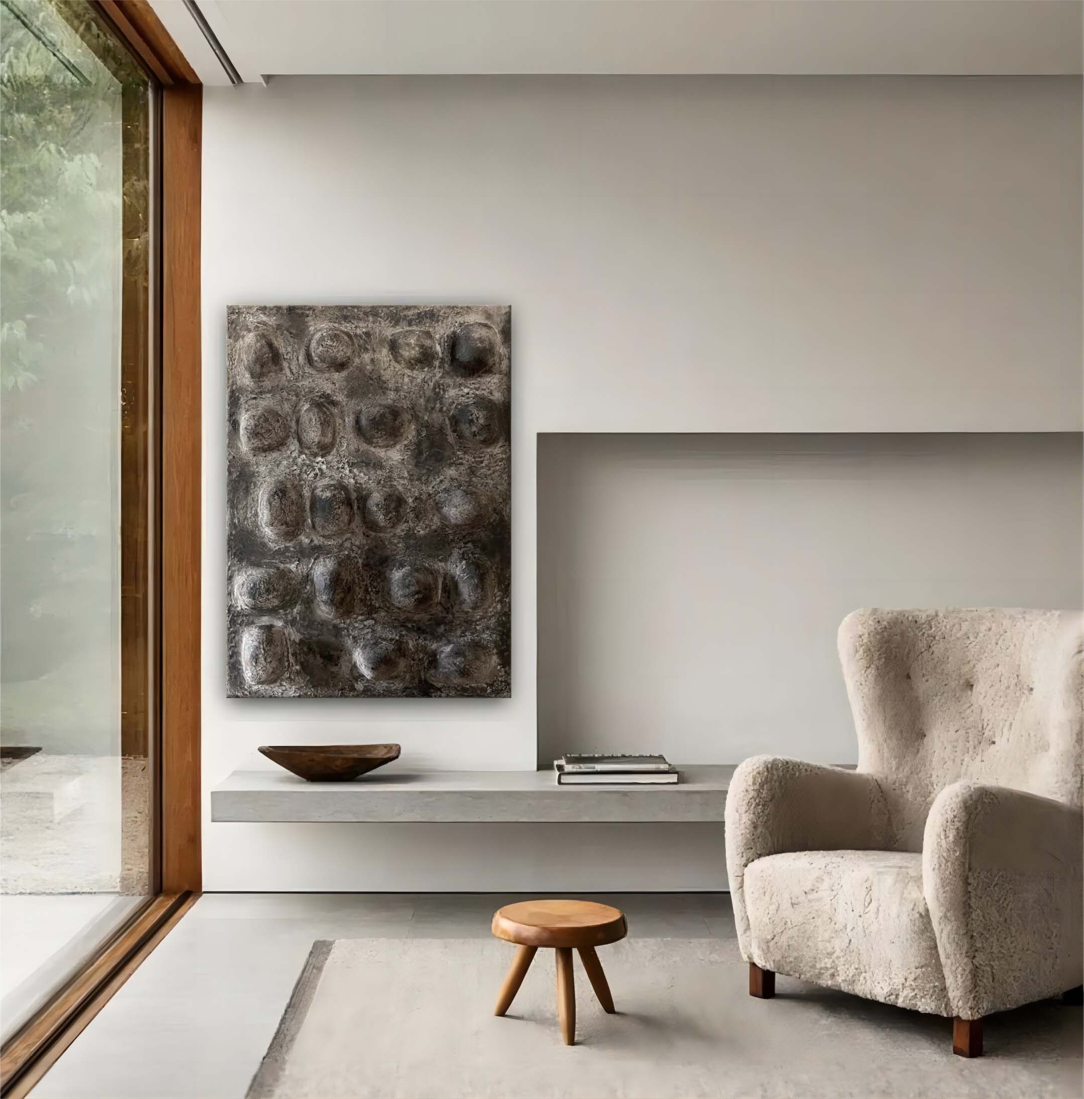 Textured Neutral Dome Relief Painting