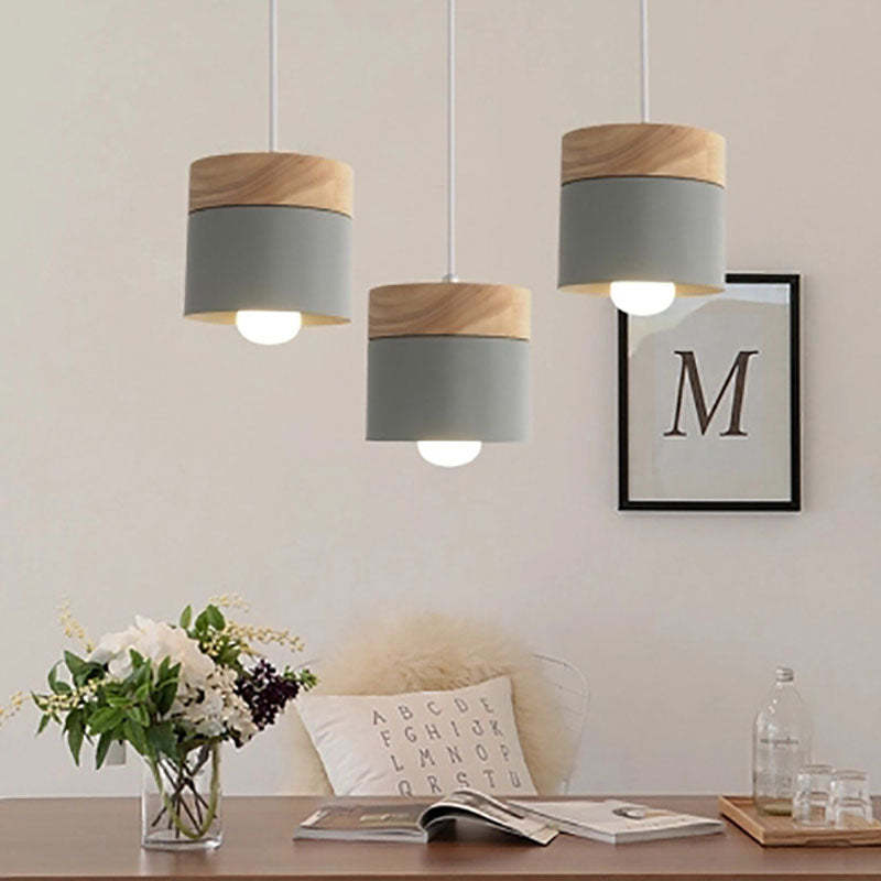 Valentina Modern Can Shape Metal/Wood Pendant Light