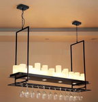 Austin Candle Black Chandeliers for Kitchen Island, Wine Glass Holder