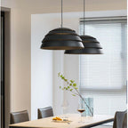 Arisha Design Semi-Globe Metal Pendant Light, Black/White