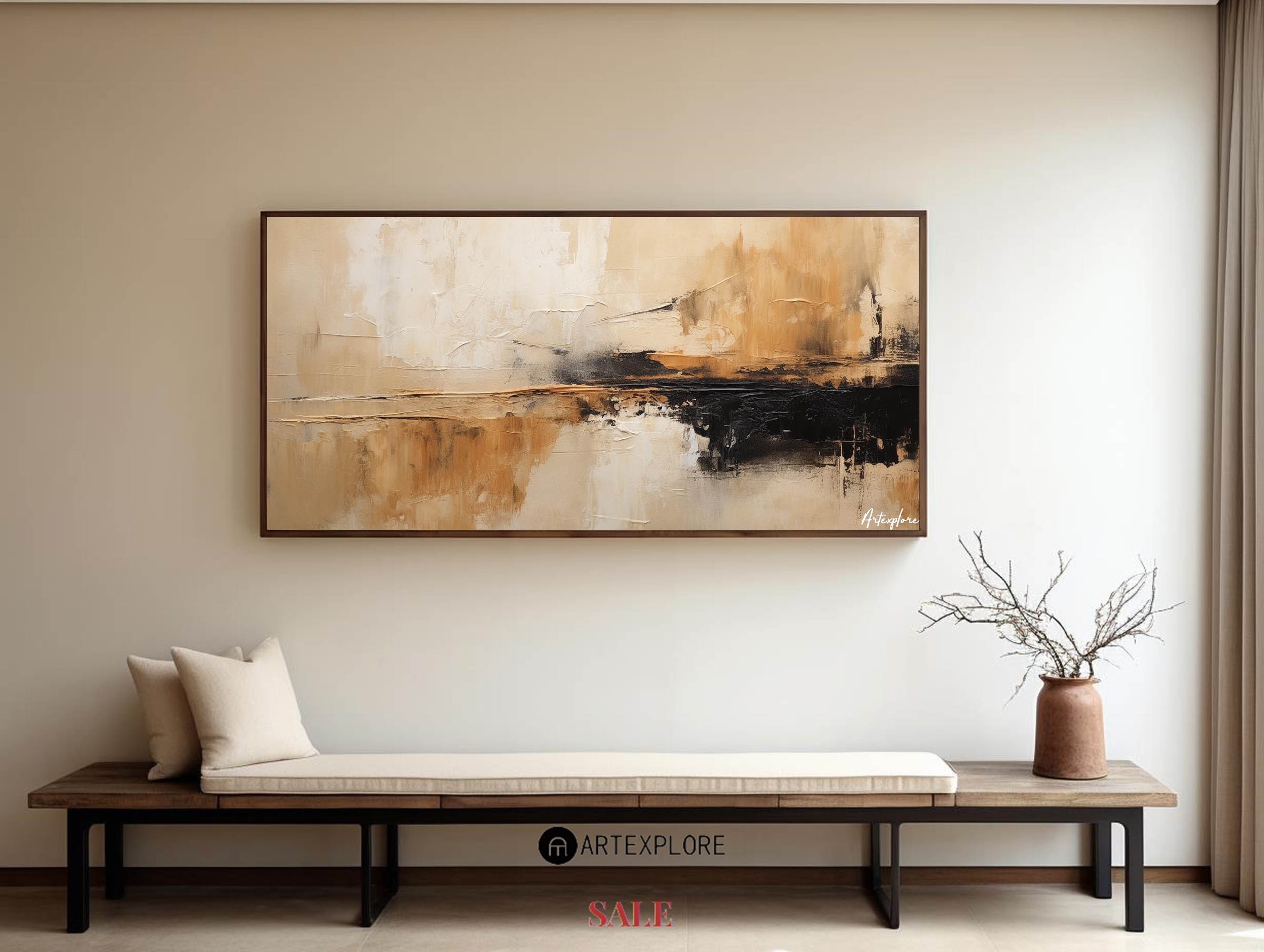 Earthy Abstract Landscape Reflection Painting