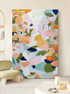 Textured Floral Impasto Painting Vibrant Pastels