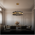 Kristy Industrial Chandelier Cylindrical Metal Black Gold Living Room