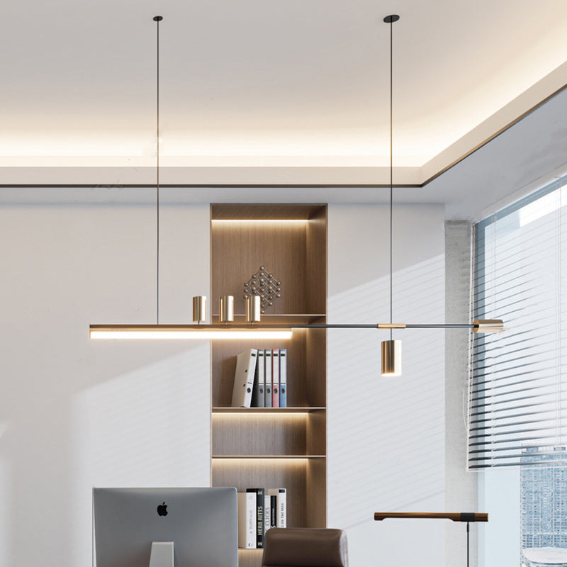 Arisha Modern Minimalist Liner  Pendant Light, Gold/Black 5 Head