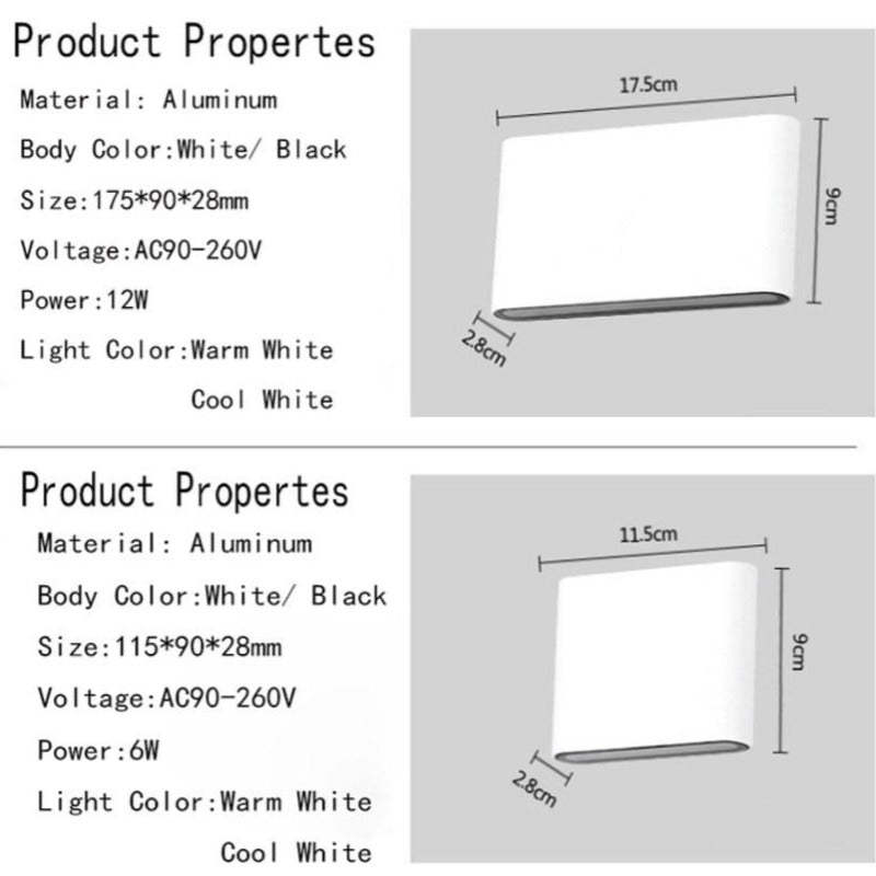 Bastro Modern Rectagulart Waterproof Outdoor Wall Lamp, Black/White