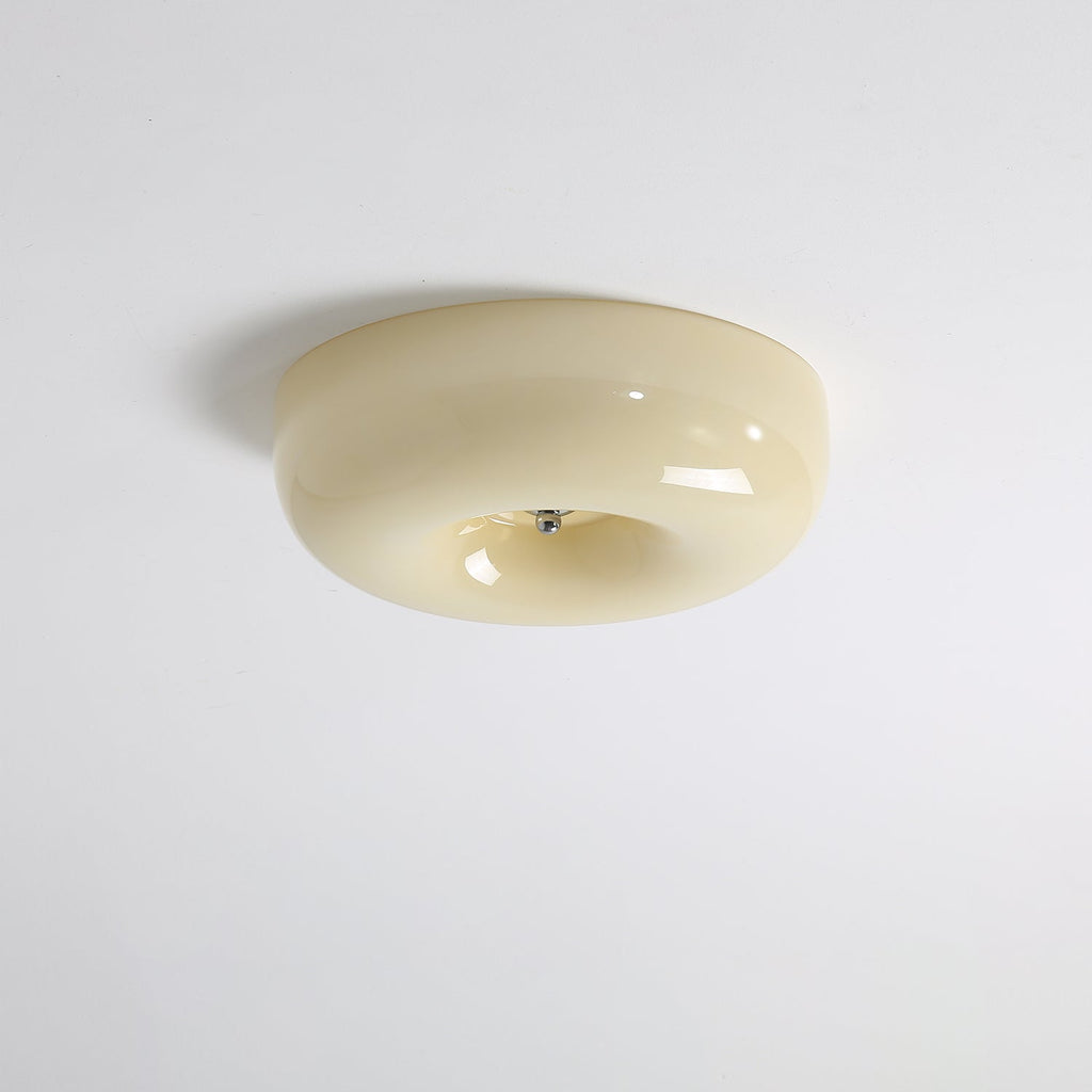 Afralia Ceiling Light Modern in Glass Tourbillonnant - ∅ 32 Cm X Height 10 Cm - Beige and Chromé