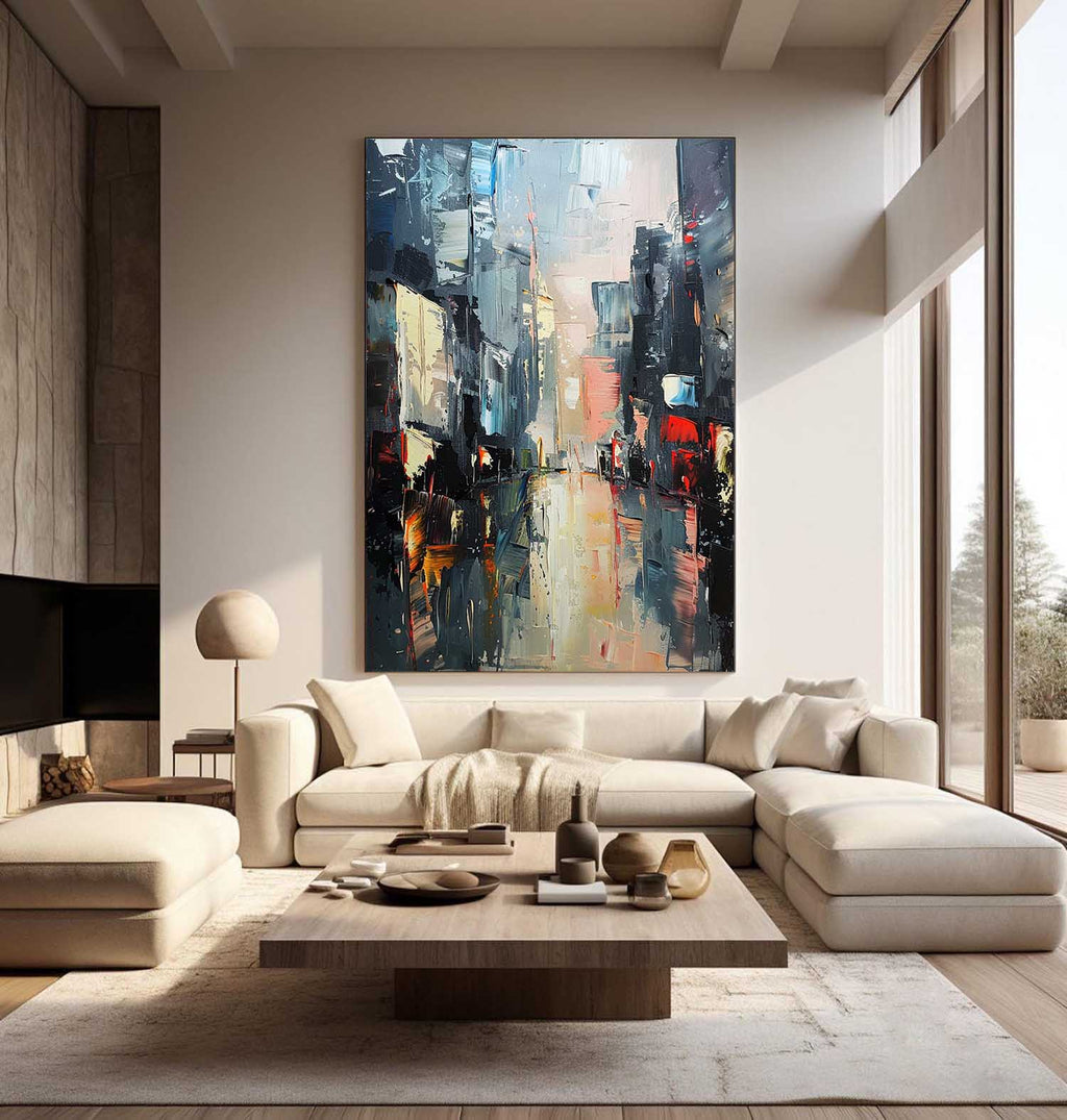 Abstract Urban Cityscape Impasto Painting