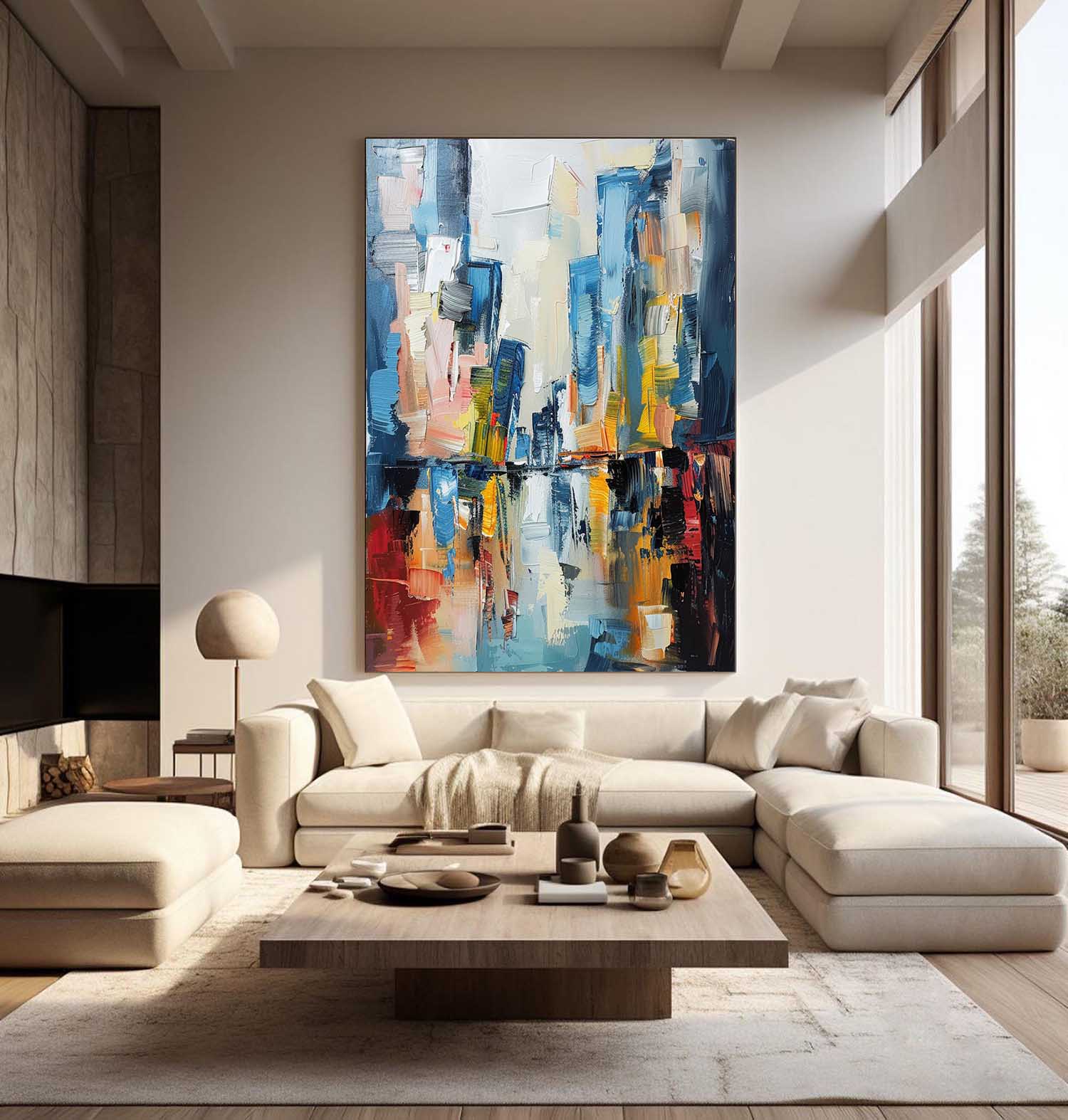 Vibrant  Abstract Oil Painting Color Wall Art