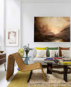 Serene Warm Tonal Seascape Abstract Oil Painting