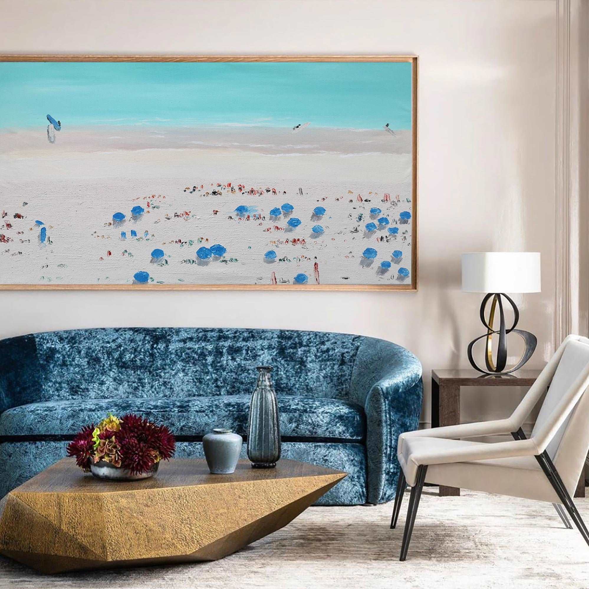 Coastal Beach Scene Oil Painting Horizontal