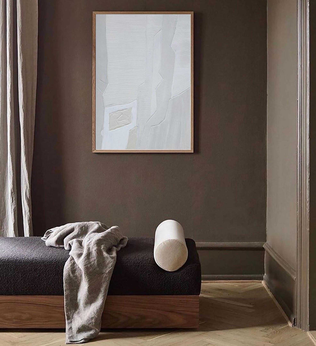 Light Gray Textured Abstract Wall Art Vertical