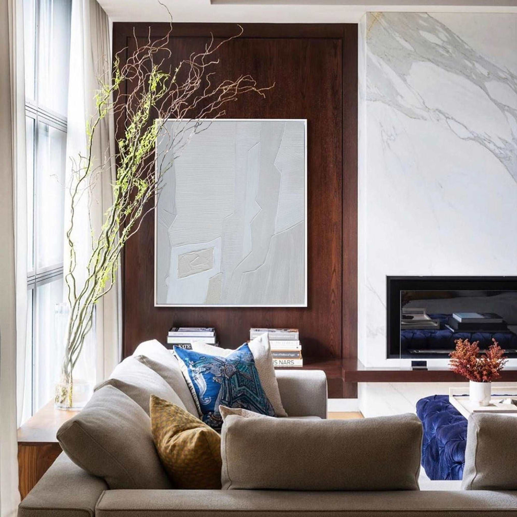 Light Gray Textured Abstract Wall Art Vertical