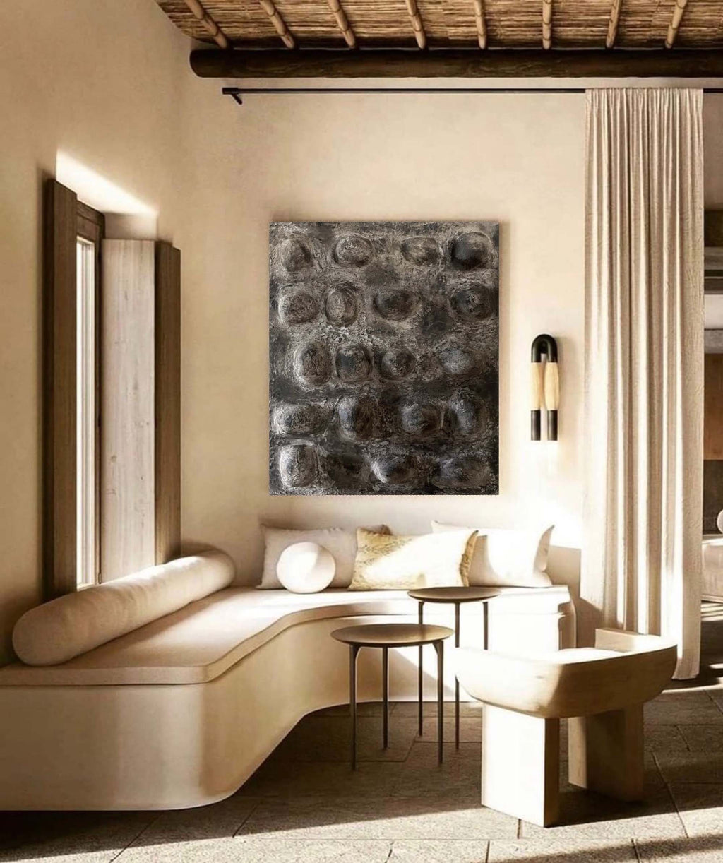 Textured Neutral Dome Relief Painting