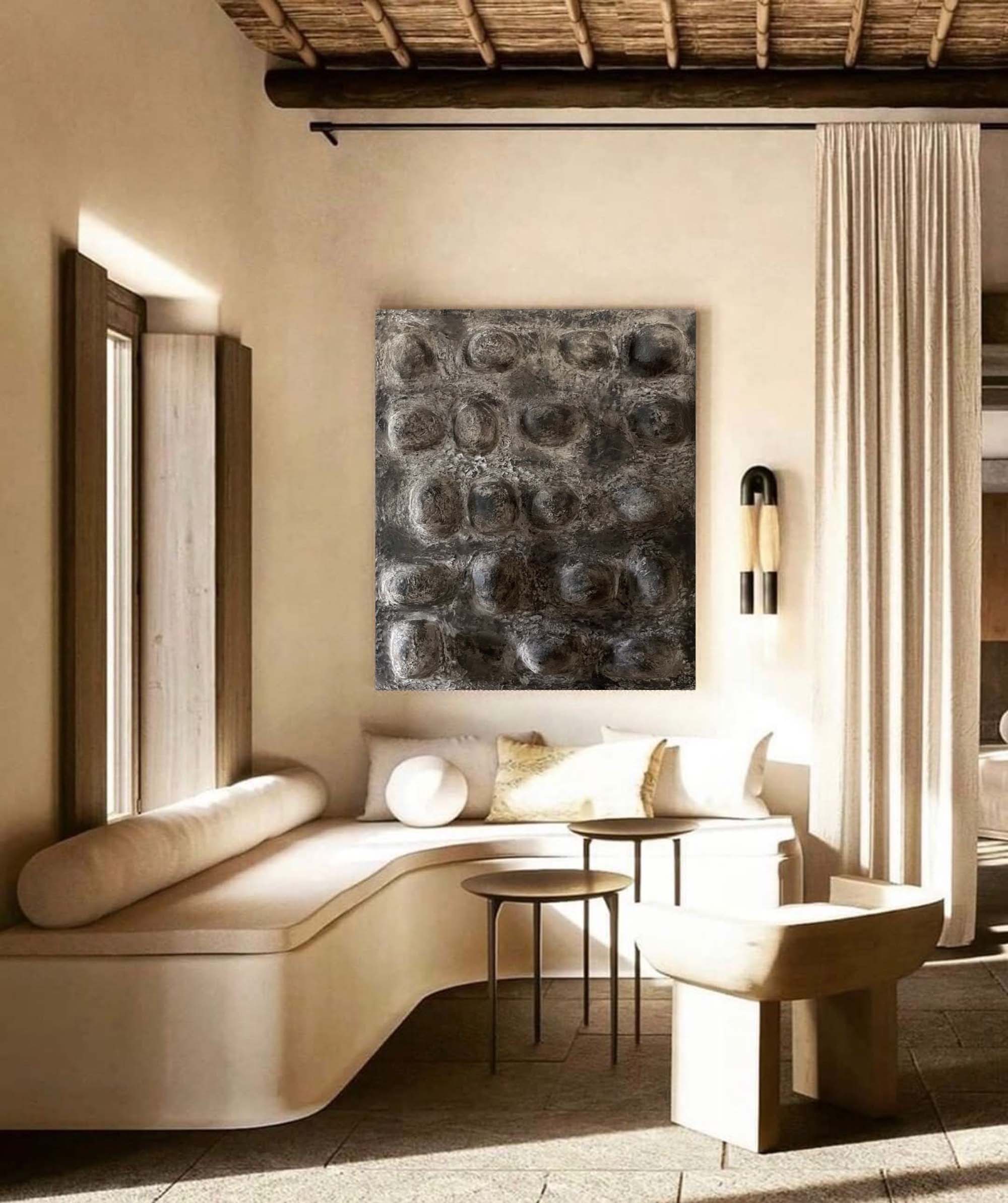 Textured Neutral Dome Relief Painting