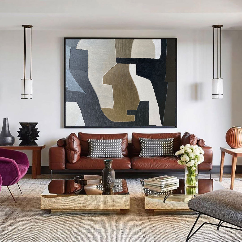 Neutral Geometric Abstract Wall Art Horizontal
