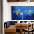 Expressionist Panoramic Twilight Painting Deep Blue