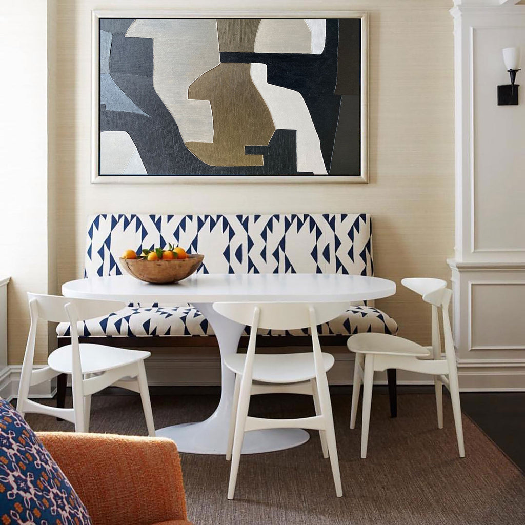 Neutral Geometric Abstract Wall Art Horizontal