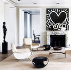 Keith Haring Style Black White Heart Hands Abstract Art