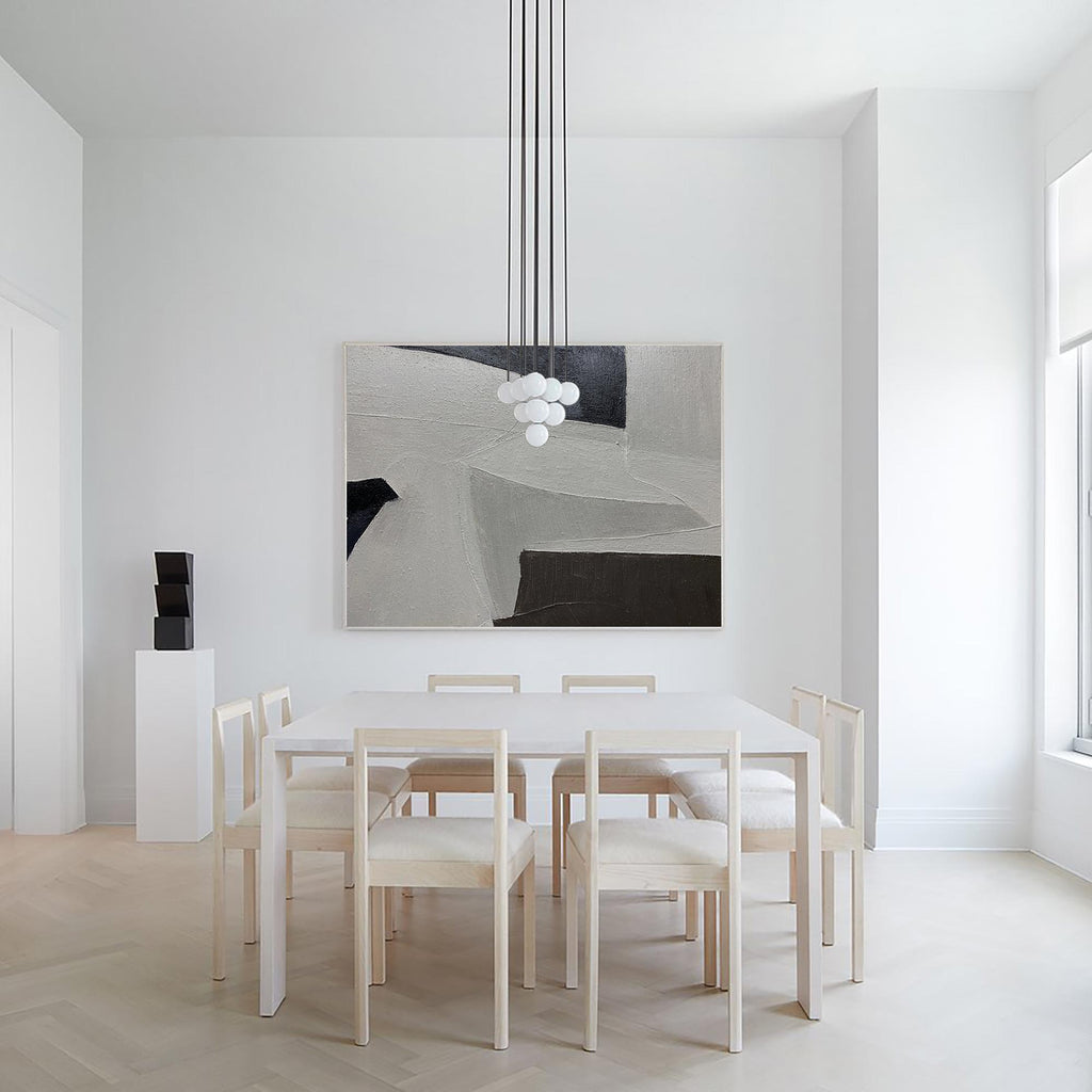 Minimalist Neutral Geometric Abstract Oil Painting