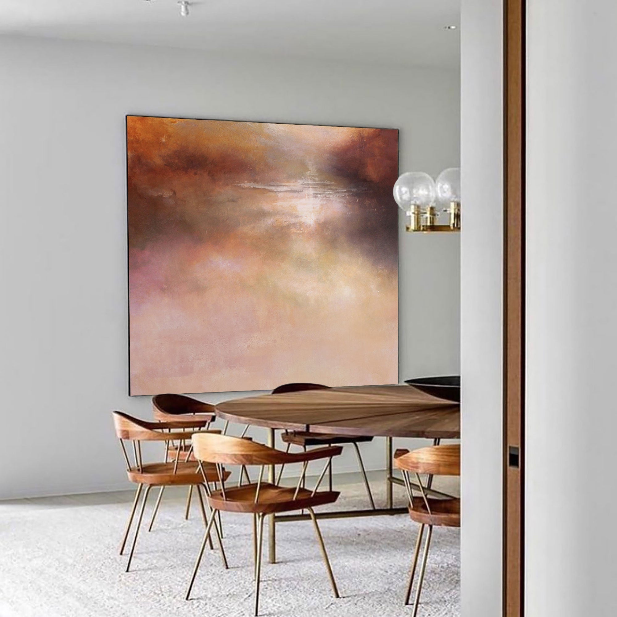 Blush Terracotta Landscape Oil Painting