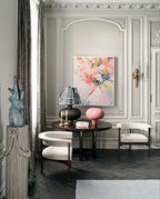 Impasto Textured Floral Bouquet Painting Soft Pink