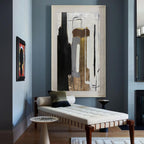 Wabi-Sabi Neutral Vertical Abstract Oil Painting