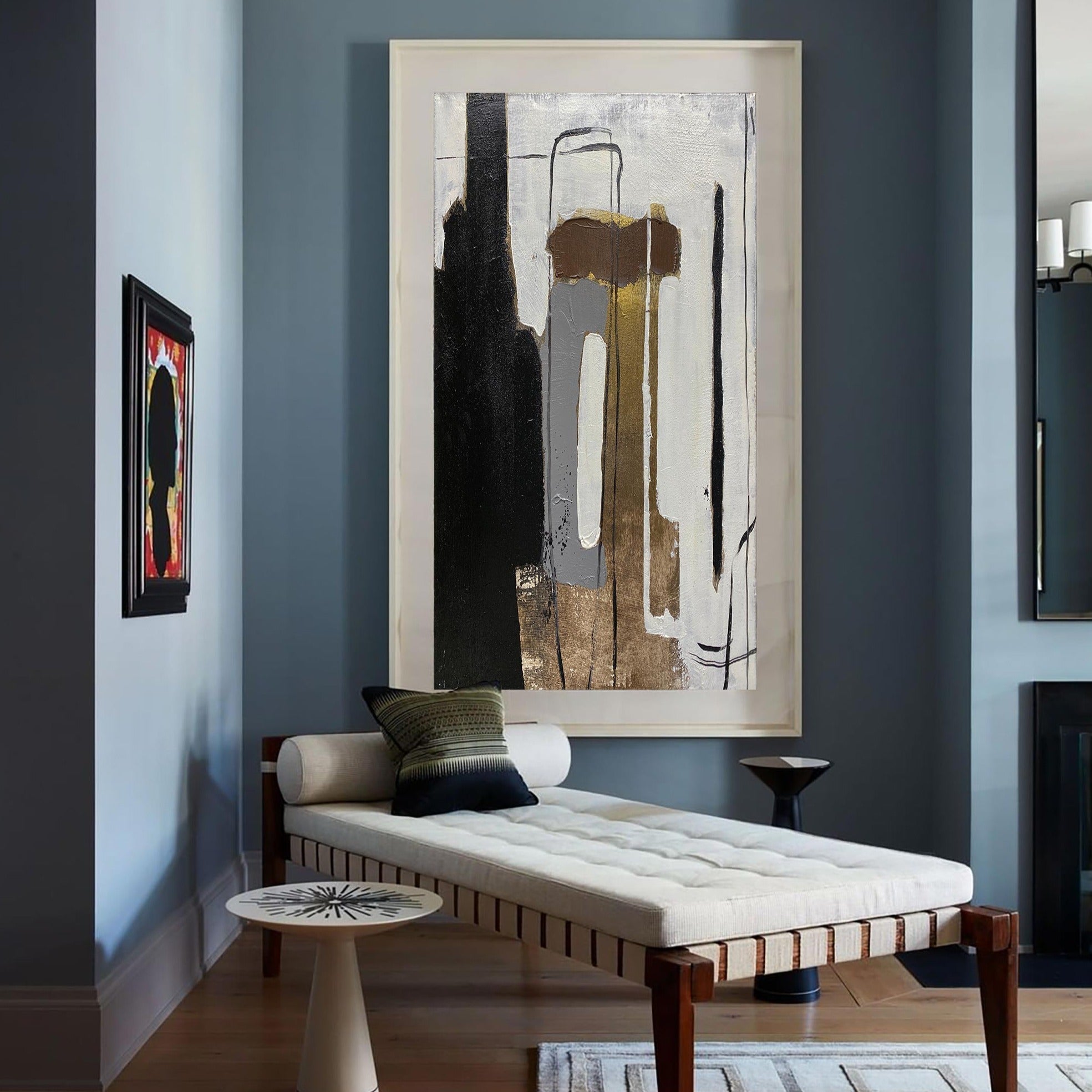 Wabi-Sabi Neutral Vertical Abstract Oil Painting