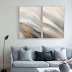 Textured Coastal Dunes Diptych Painting