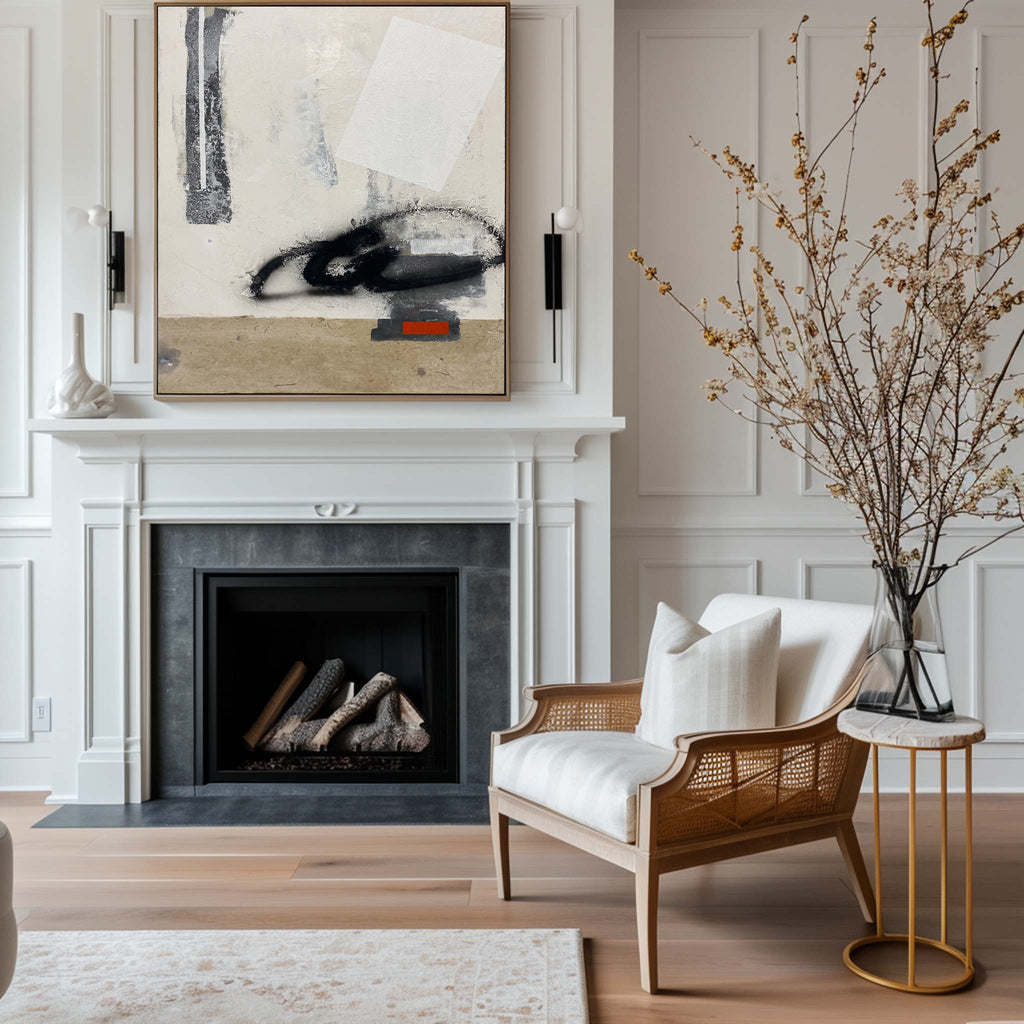Minimalist Neutral Abstract Oil Painting
