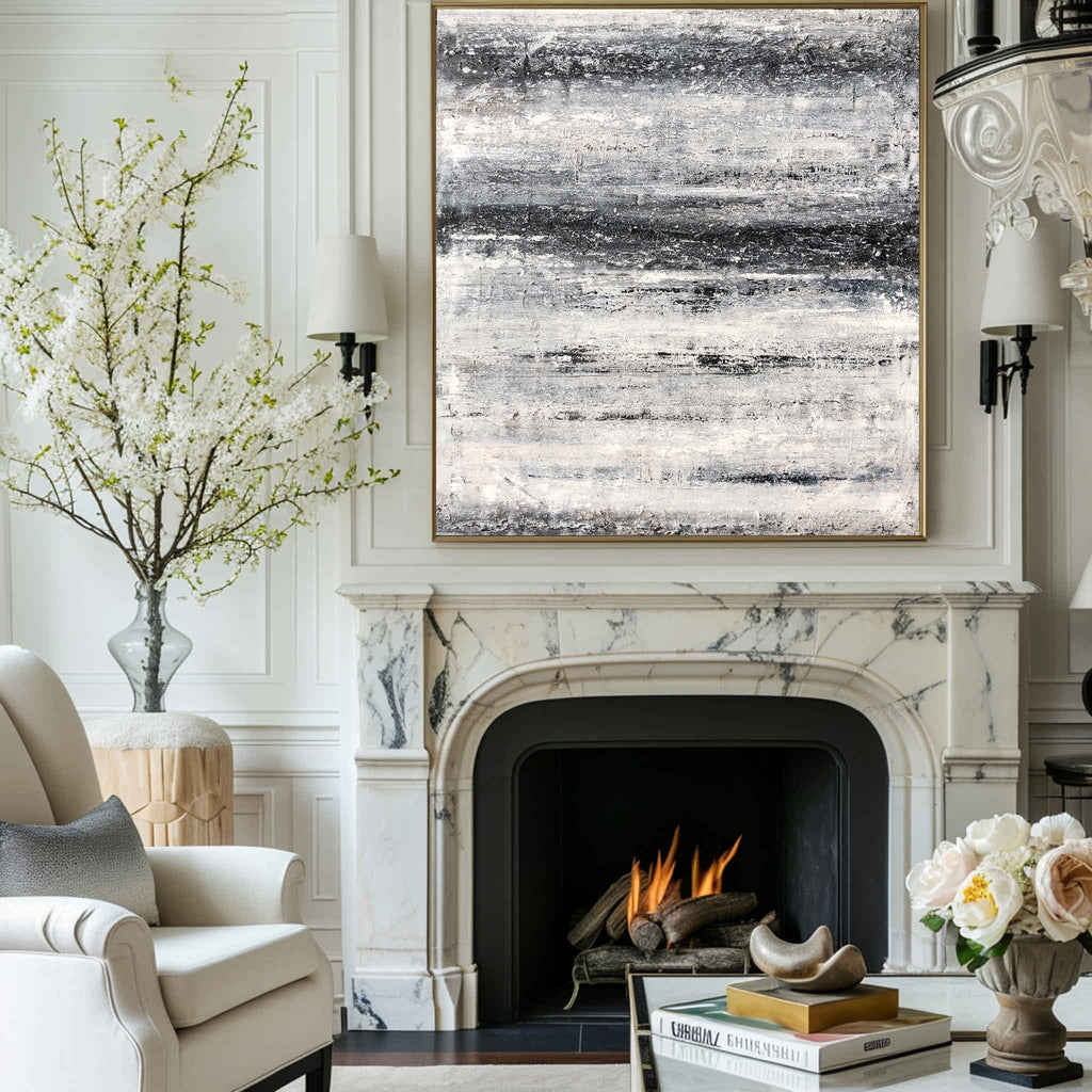 Monochrome Horizon Abstract Oil Painting