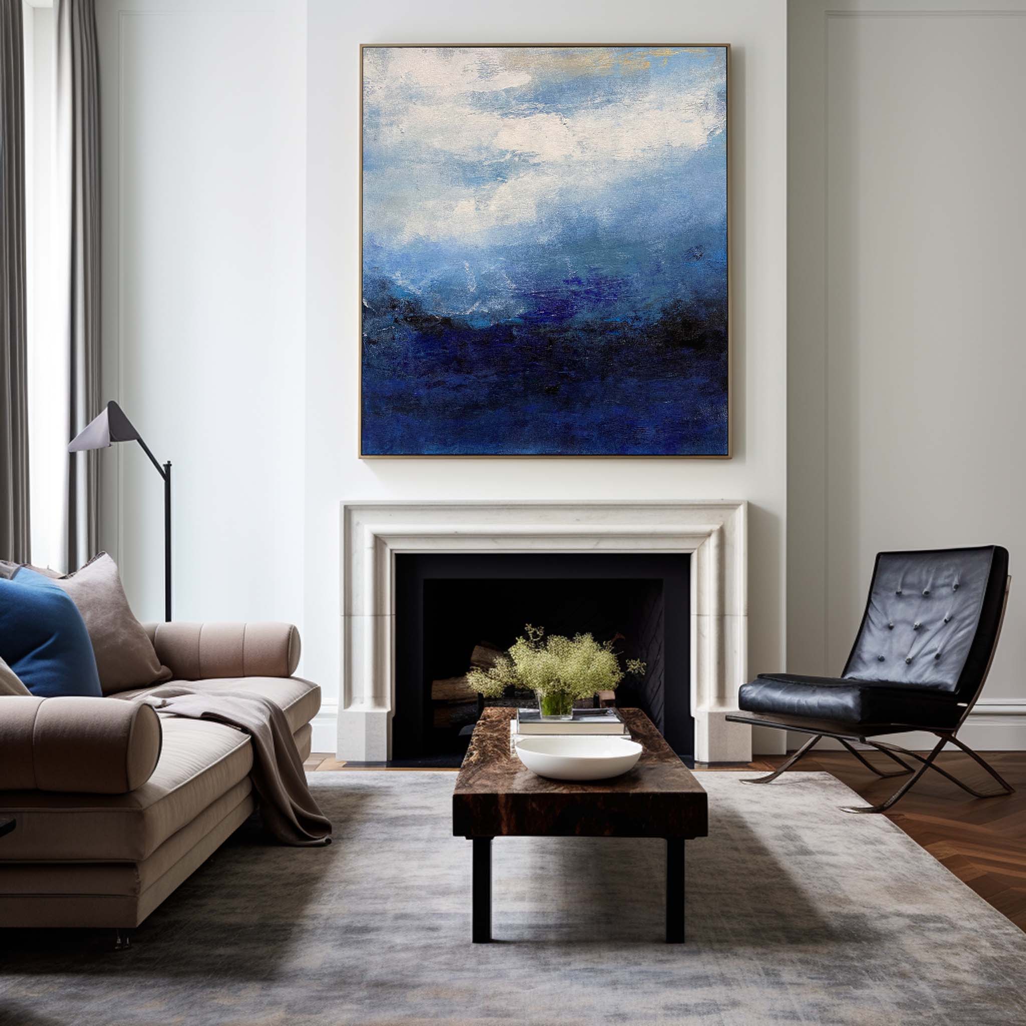Deep Blue Seascape Abstract Oil Painting